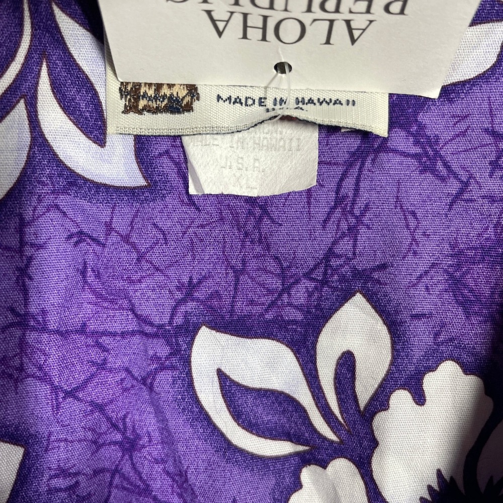 Vintage Aloha Republic Hawaiian Shirt Mens XL Purple Floral Made in Hawaii USA - Picture 4 of 8